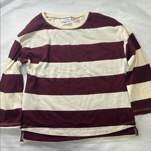 Zara (3-4yrs)Striped Maroon and White Kids Shirt